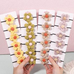 Accessori per capelli 6 pezzi/set elastici elastici con fiori di velluto a coste dolce per ragazze porta coda di cavallo per bambini all'ingrosso