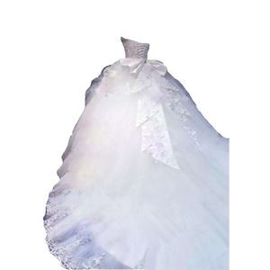 Schatz Hochzeit Perlenkleid Kleid weiß Kristallkugel Elfenbein Bogen Brautkleider Applikationen Spitze Cethedral Vestidos de noiva Mariage plus gg s