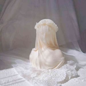 Veiled Lady Candle Silicone mögel kvinnlig brud antik byst staty skulptur kvinna kropp silikon mögel för konstdekor H1222245w