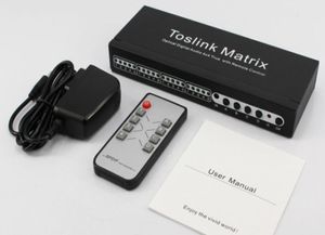 Distribuição de áudio Toslink Matrix SPDIFTOSLINK Áudio digital óptico 4x4 True Matrix com controle remoto 4 em 4 saídas toslink switc9290401