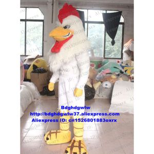Mascot Costumes White Game Fowl Fighting Rooster Chicken Chook Mascot Costume Adult Character Graduation Party Grad Night Zx1239