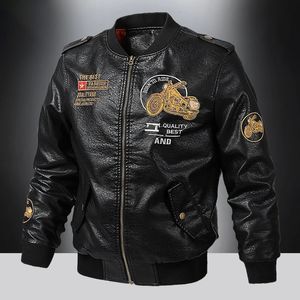 Homens outono e inverno de alta qualidade moda casaco jaqueta couro estilo motocicleta jaquetas casuais preto quente casaco 240226