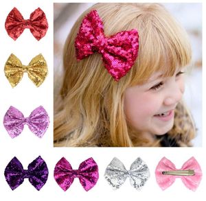 Grande fiocco per bambini paillettes Forcina per bambina Bowknot Accessori per capelli 12 colori per bambini Barrettes C2116645418