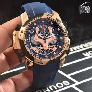 Armbanduhren Luxus Herren Quarz Chronograph Uhr Stoppuhr Edelstahl Schwarz Roségold Gummi Blau Saphir Wasserdicht