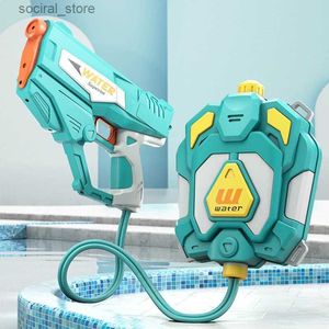 Gun Toys Vollautomatischer elektrischer Rucksack Wasserpistolen Spielzeug Langstrecken-Wasserspray Automatische Absaugung Kontinuierliche Wasserpistolen Spielzeug für Kinder Geschenk L240311