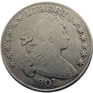 Moedas dos estados unidos 1801 drapeado busto latão banhado a prata dólar carta borda cópia coin276l