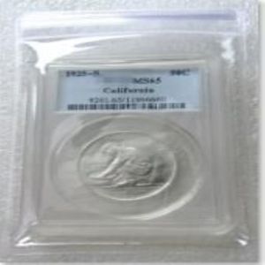 USA: s mynt 1925-S MS65 Kalifornien Jubilee Half Dollar Silver Coins Currency Senior Transparent Box 280T