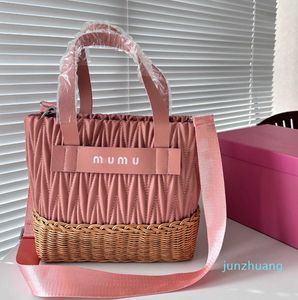 Mimu cesta de tecido de bambu, cesta de verão, sacola de férias de praia, bolsas de grife luxuosas, bolsa feminina