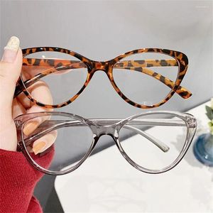 Solglasögon 2024 Trending Women Anti Blue Rays Glasögon Retro Cat Eye Leopard Print Transparent Frame Vision Care Computer Goggles Gereglasses