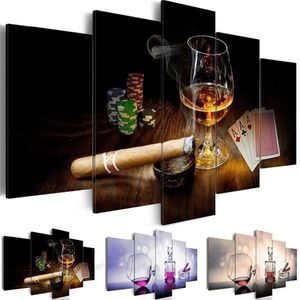 Senza cornice Sigaretta e Whisky Immagine Tela Stampa artistica Pittura a olio Immagini a parete per soggiorno Dipinti Bar Decor313S