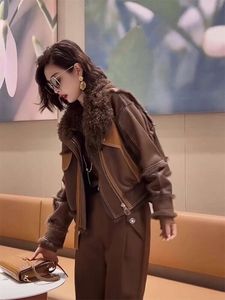Party Teame Socialite Rabbit Integrated Women's Short Haining Fashionable Large Collar Fur Coat Winter Ny 8286
