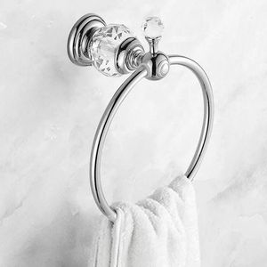 Luxury Crystal Towel Holder Chrome Ring Round Wall Mounted Rack Bar Classic Bathroom Accessories 240304