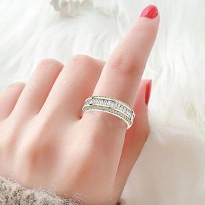 Luxus-Hochzeitsringe aus 14-karätigem Gelbgold für Frauen und Damen, Verlobungsring, Zirkon-Ring, Versprechensringe, Brautliebhaber-Schmuck, Valentinstagsgeschenk