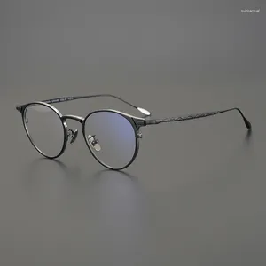 Sunglasses Frames Top Quality Brand Handmade Titanium Prescription Glasses Men Women Luxury Retro Carving Eyeglass Frame Oval Eyewear