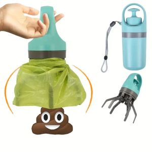 Bags Portable Poop Scooper with Build In Bag Dispenser Light Weight Claw Waste Picker For Dogs Pet Cleaner Tool