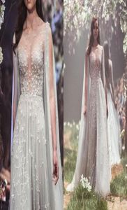 Paolo Sebastian Abiti da ballo Bling Stars Embriodery Illusion Gioiello Collo Abiti da sera di lusso Sweep Train Tulle Abito formale Party 4591247