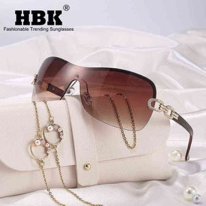 HBK Italy Oversized Gradient Sunglasses Women Wrap Around Rhinestone Vintage Sun Glasses Ladies Wide Shield Designer Shades Y2K Y2250g