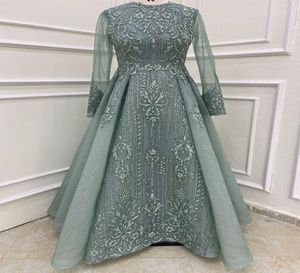 2021 Artı Beden Arapça Aso Ebi Müslüman Dantel Boncuklu Prom Elbiseler Aline Uzun Kollular Vintage Akşam Resmi Partisi İkinci Resepsiyon GO9327481