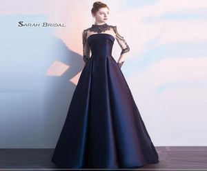 Aline Highneck Sweep Taffeta Beads Zipper Long Sleeves Ruched Prom Dresses Sexy Party Dress s3419514