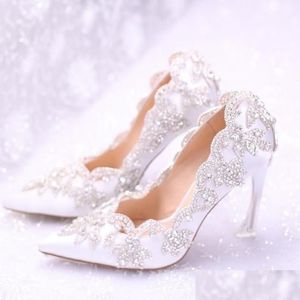 Sapatos de casamento frisado moda luxo mulheres saltos altos nupciais senhoras festa de baile 9cm256e drop entrega eventos acessórios dhcrk