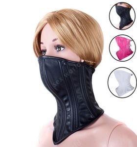 PU Leather Cover Mouth Collar Neck Bondage Restraints Harness BDSM Hood Mask Slave Fetish Roleplay Sex Toy For Couple Adult Game9692709