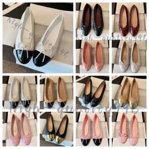 Scarpe firmate Ballerine Nero Bianco Beige Rosa Viola Grigio Verde Argento Ballerine Ballerine imbottite in pelle trapuntata primaverile da donna Scarpe eleganti con punta tonda deluxe