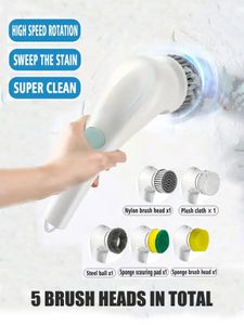 Kitchen Appliances Electric Scrubber Useful Things for Home Cleaning Products Rotary Brush Supplies Bathroom Sink Spin 240308