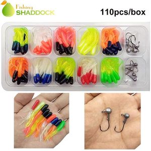 Shaddock Fishing 47-110 Piece Fishing Lises Tackle Kit Soft Pro Crappie Tube Jigs Jig Lead Heads Hooks Fish Bass Fliger Gear Accessories 243q