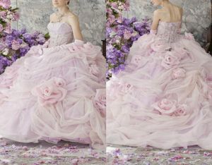 STELLA DE Libero Quinceanera Sukienki lekkie fioletowe kwiaty Koronkowa sukienka balowa impreza zużycie 2020 Crystal Ruffles Formal Party9497025
