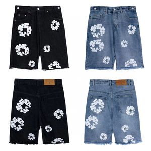 Men's Jeans Designer jeans European and American Hip-Hop Dark and Quirky Style Printed Denim Shorts Personality