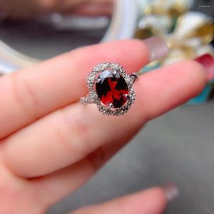 Cluster Rings 925 Sterling Silver Natural Garnet Simple Generous Color Beautiful Ladies Ring Luxury Jewelry Christmas Gift