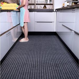 DIY Washable Nonslip Kitchen Mat Doormat Long Corridor Carpet Bathroom Hallway Entrance Solid Color Stripe Rug 240226
