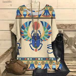 Women's T-Shirt Summer Womens T-Shirt O Neck Egyptian Tribal Printed Clothes Casual Fashion Short Sle Tee Plus Size Tees Vintage Funny Tops 240311