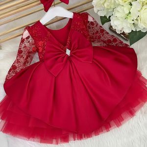 Baby Christmas Dress for Girls Toddler Kids Lace Birthday Clothes Little Girl Princess Wedding Party Gown for 0-2 Years Vestidos 240226