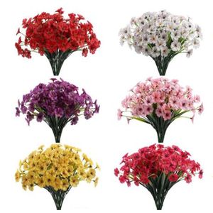 1 Bundle Artificial Flowers Branch Outdoor Fake Flowers No Fade Faux Plastic Plants Garden Porch Window Box Decorating