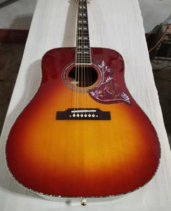 Guitarra elétrica acústica personalizada de 41 polegadas HB abalone com listras na cor cereja