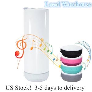 Local Warehouse 20oz Sublimation Bluetooth Speaker Tumbler Sublimation Smart Water Bottle Wireless Intelligent Music Cups US-Abroa2496