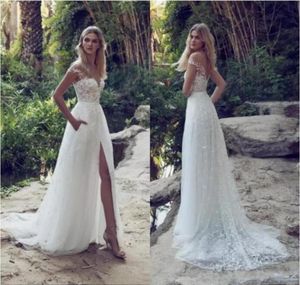 2022 Elegante böhmische Brautkleider Brautkleid Country Designer mit Taschenkappe kurze Ärmel Seitenschlitz Empfangskleid6316495