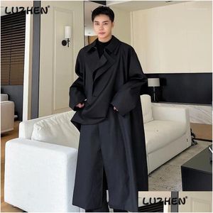 Men'S Trench Coats Mens Trench Coats Autumn Winter Overcoat Personality Long Coat Korean Fashion Knee High Trendy Casual Chic Windbrea Dh2Cf