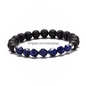 Beaded Natural Lava Stone Strands Energy Charm Bracelets For Women Men Lover Handmade Party Yoga Jewelry Drop Delivery Dhvfe