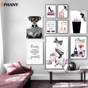 Dipinti Di Moda Stampe E Manifesti Sexy Tacchi Alti Donne Wall Art Copertina Rivista Tela Pittura Profumo Ragazze Room Decor Pictur216z