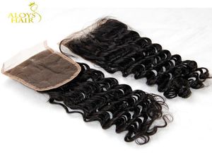 Peruvian Deep Wave Lace Closure Size 4X4 Middle Part Peruvian Deep Curly Lace Top Closures Virgin Human Hair Closure Pieces L3897723