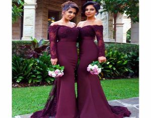 Sexy Burgundy Bridesmaid Dresses Long Mermaid Applique Crystal Maid of Honor Dresses for Weddings Plus Size6553466