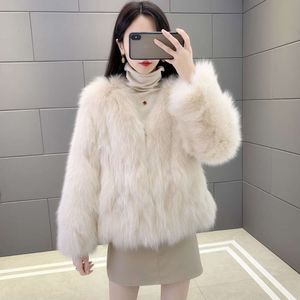 Fox Grass True Haining per il cappotto di pelliccia di moda integrato stile corto per la nuova gioventù invernale da donna 2334