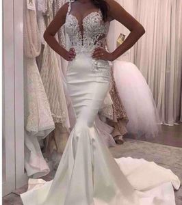 Nuovi abiti da sposa a sirena araba senza spalline applicazioni di pizzo perline illusione abito da sposa per ospiti plus size personalizzato formale brid4859984