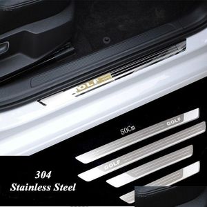 Pedals Tra-Thin Stainless Stainless Scuff Plate Door Sill for VW Golf 7 Mk7 6 Mk6ウェルカムペダルしきい値カーアクセサリー2011-ドロップデリブOthec