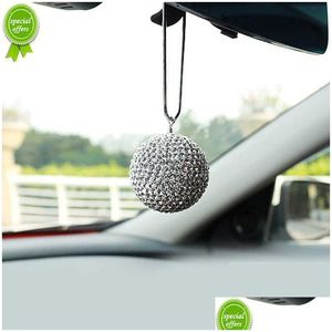 Altri accessori interni Nuovo pendente per auto con sfera di cristallo Bling, strass con diamanti, ornamento appeso, decorazione per specchietto retrovisore Da Dhbxf