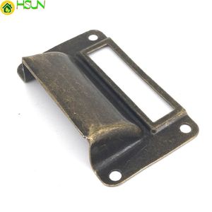 Bronze Tone Metal Cupboard Cabinet Door Cup Pull Handtag Vintage Label Frame Drawer Box Case Cabin Card Holders230p