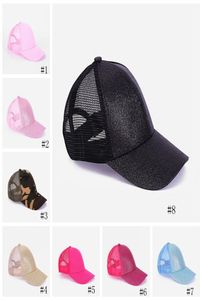 Crianças glitter rabo de cavalo bola boné lantejoulas chapéu de beisebol simples viseira bonés menina bagunçado bun verão chapéus ajustável hip hop snapback gga35365370673