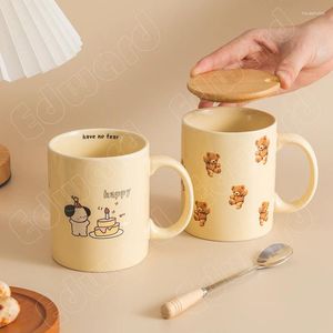 Canecas Creme Cor Caneca Presentes de Natal Cerâmica Estilo Europeu Copos de Água Padrão Clássico Retro Café Decoração Doméstica